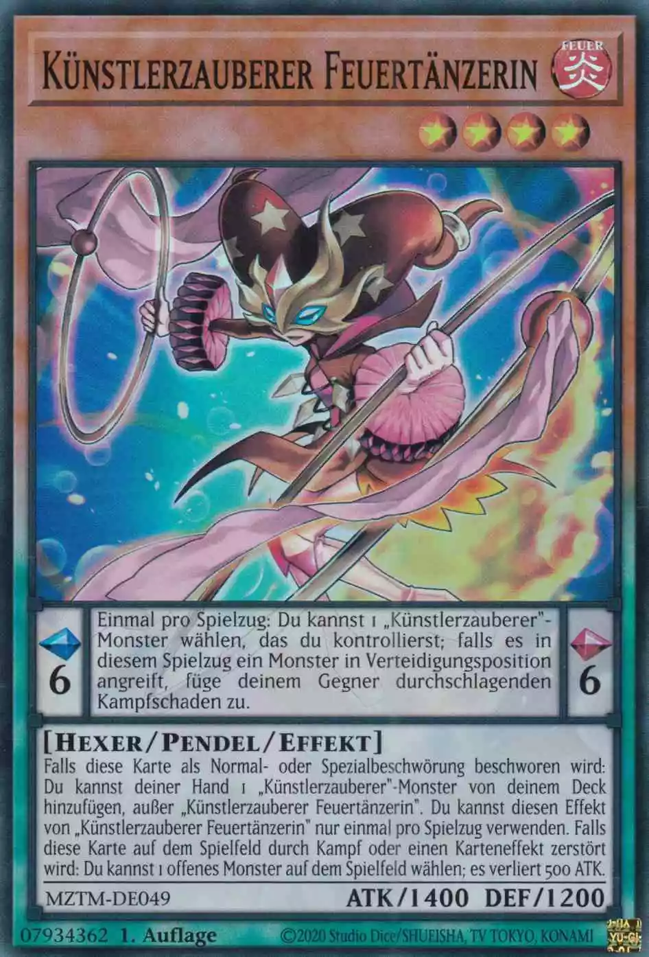 Künstlerzauberer Feuertänzerin MZTM-DE049 ist in Super Rare Yu-Gi-Oh Karte aus Maze of the Master 1.Auflage