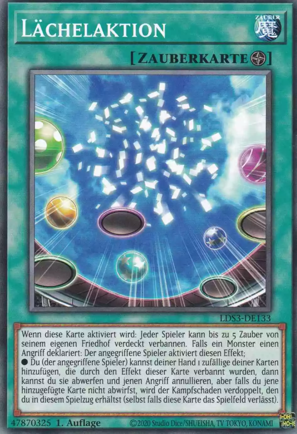 Lächelaktion LDS3-DE133 ist in Common Yu-Gi-Oh Karte aus Legendary Duelists Season 3 1.Auflage