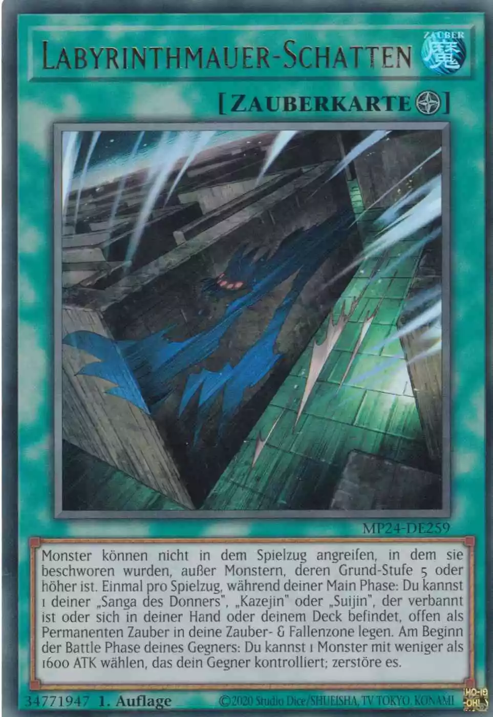 Labyrinthmauer-Schatten Ultra Rare MP24-DE259 Yugioh Karte Labyrinthmauer-Schatten MP24-DE259 ist in Ultra Rare Yu-Gi-Oh Karte aus 25th Anniversary Tin Dueling Mirrors 1.Auflage