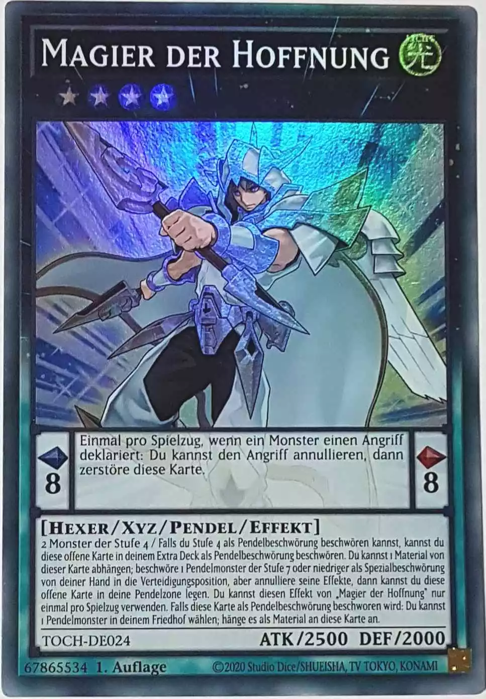 Magier der Hoffnung TOCH-DE024 ist in Super Rare Yu-Gi-Oh Karte aus Toon Chaos 1.Auflage