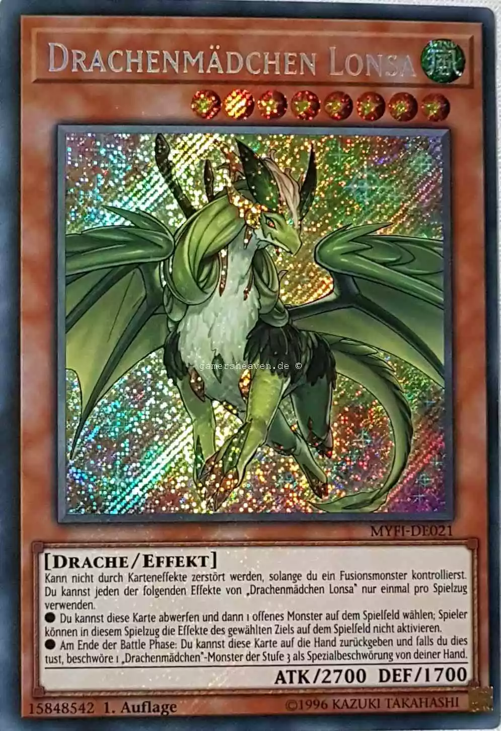 Drachenmädchen Lonsa MYFI-DE021 ist in Secret Rare aus Mystic Fighters 1.Auflage