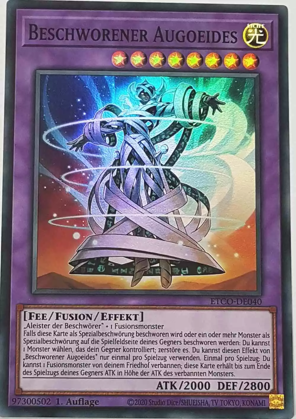 Beschworener Augoeides ETCO-DE040 ist in Super Rare Yu-Gi-Oh Karte aus Eternity Code 1.Auflage