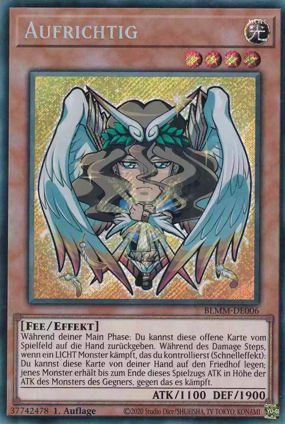 Aufrichtig Secret Rare BLMM-DE006 Yugioh Karte Aufrichtig BLMM-DE006 ist in Secret Rare Yu-Gi-Oh Karte aus Battles of Legend Monster Mayhem 1.Auflage