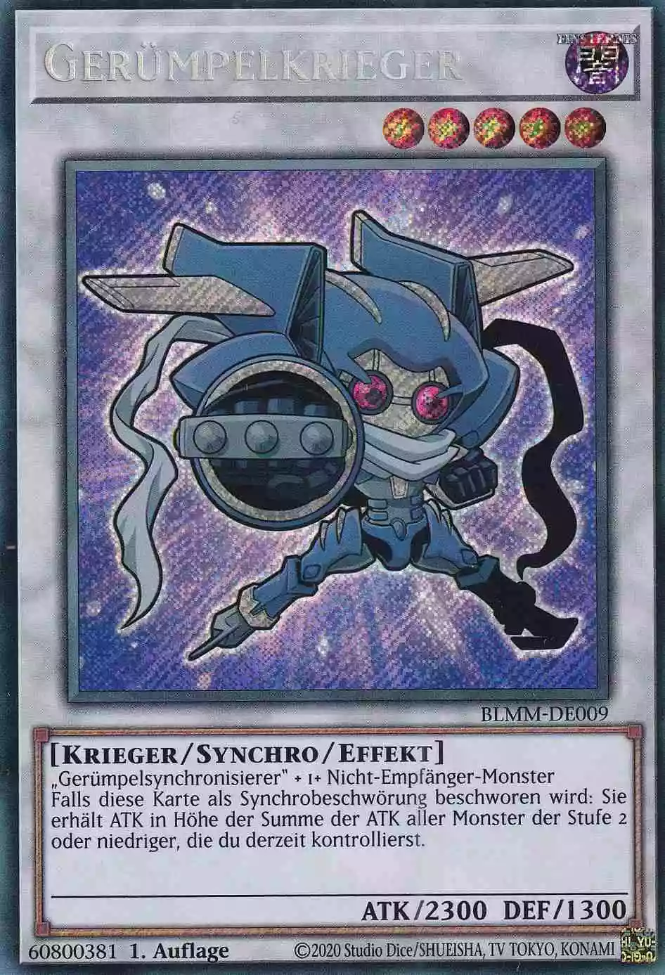 Gerümpelkrieger Secret Rare BLMM-DE009 Yugioh Karte Gerümpelkrieger BLMM-DE009 ist in Secret Rare Yu-Gi-Oh Karte aus Battles of Legend Monster Mayhem 1.Auflage
