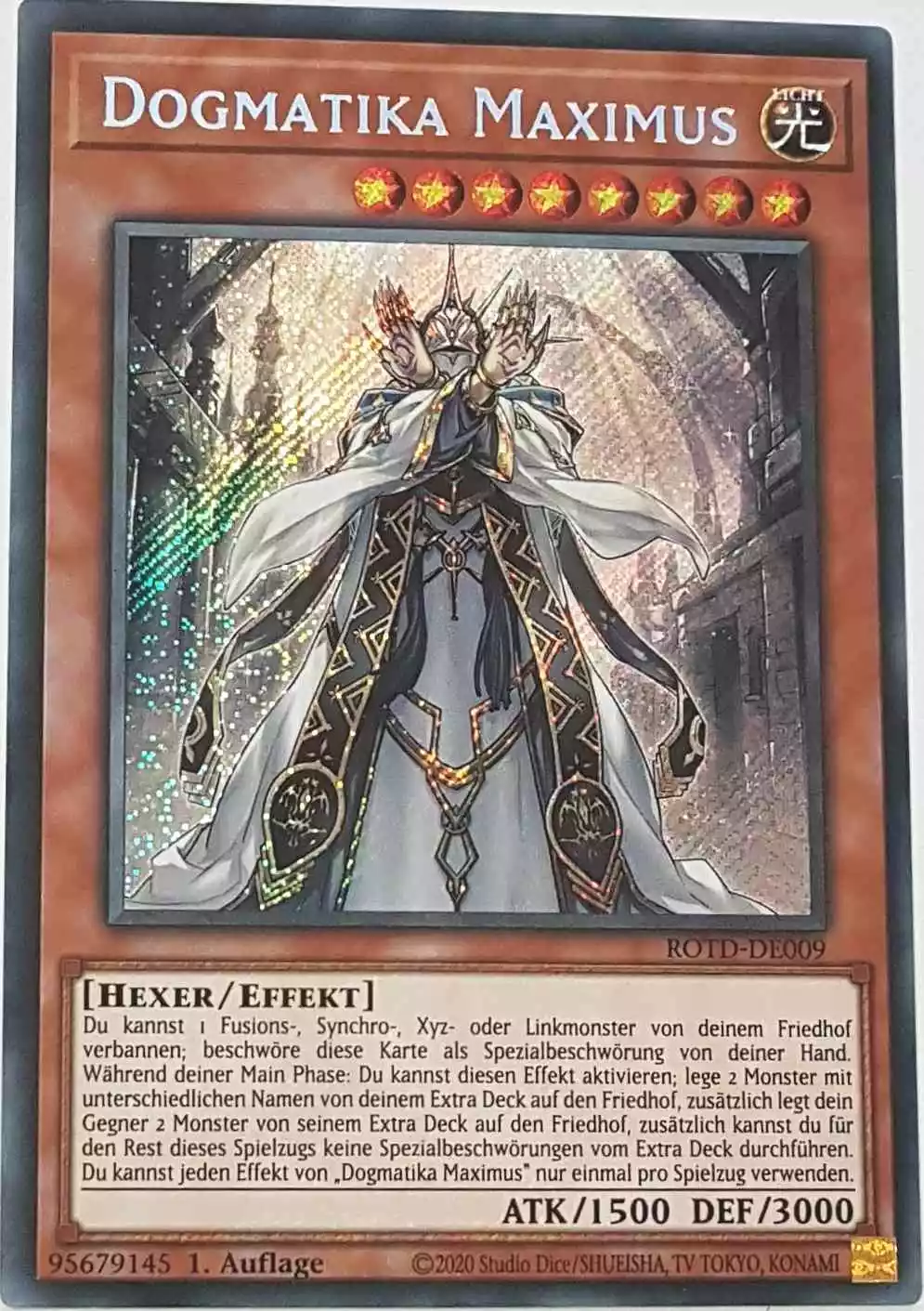 Dogmatika Maximus ROTD-DE009 ist in Secret Rare Yu-Gi-Oh Karte aus Rise of the Duelist 1.Auflage