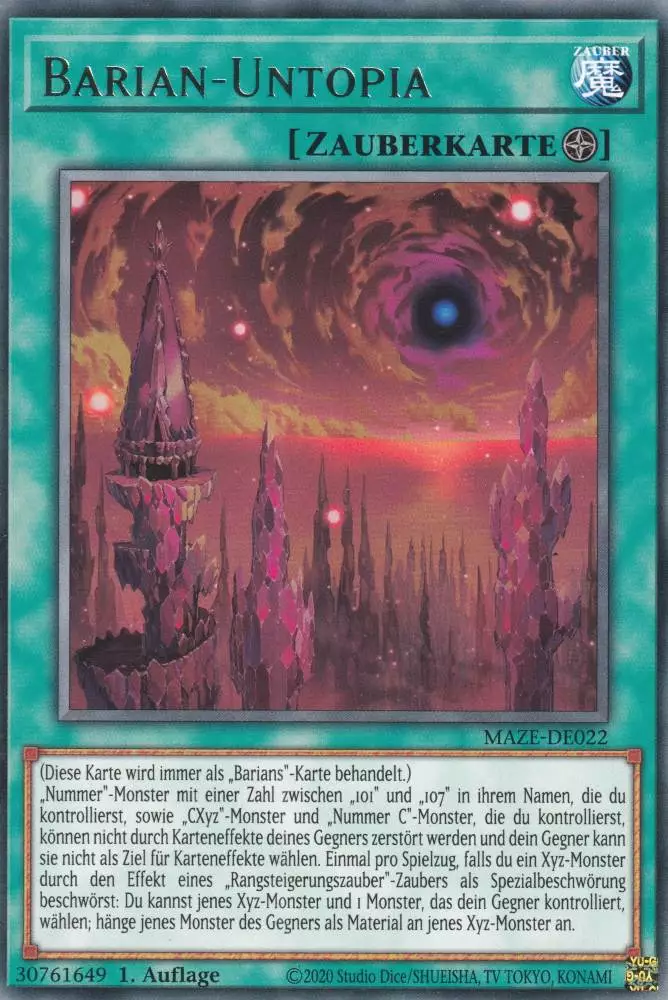 Barian-Untopia MAZE-DE022 ist in Rare Yu-Gi-Oh Karte aus Maze of Memories 1.Auflage