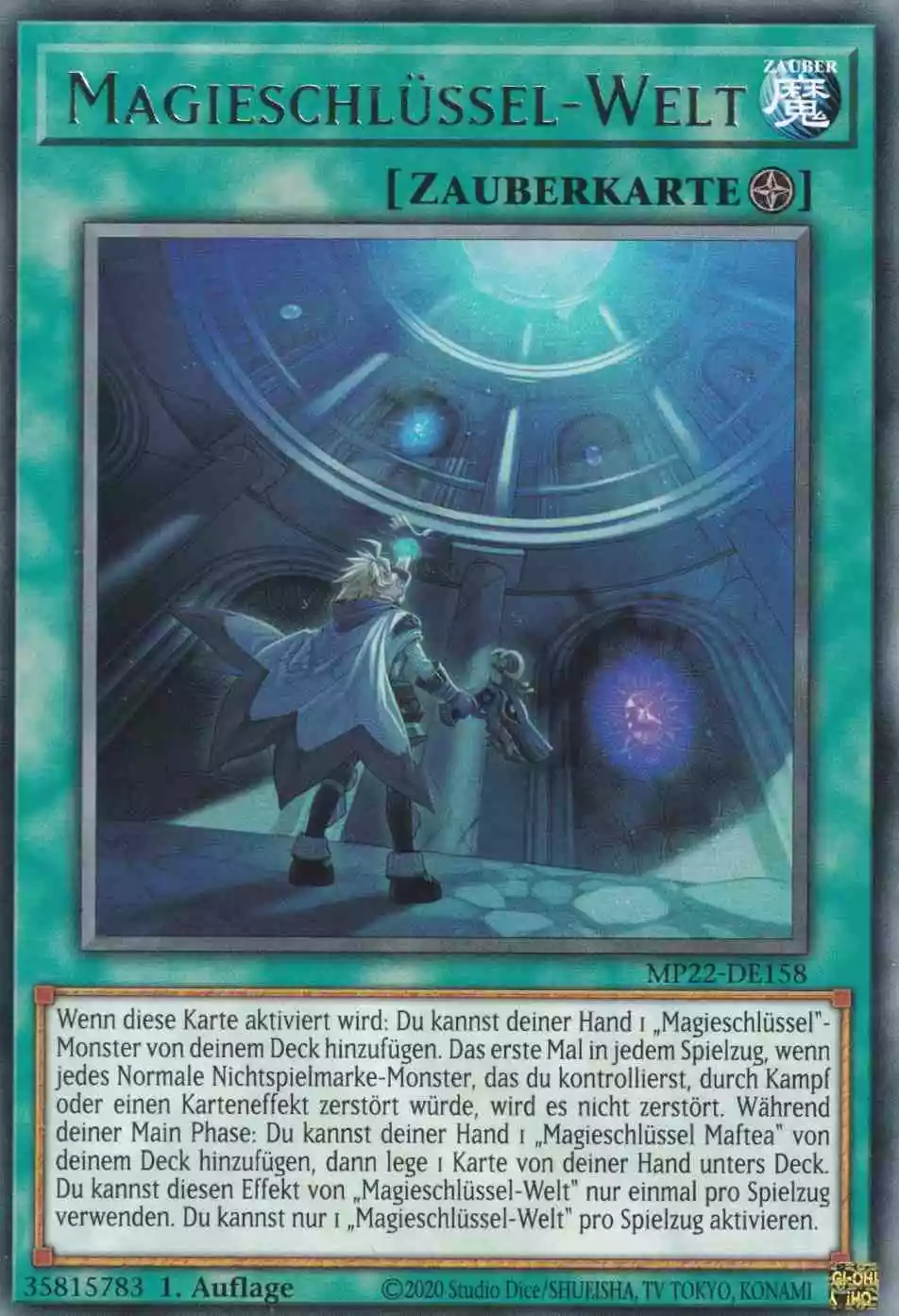 Magieschlüssel-Welt MP22-DE158 ist in Rare Yu-Gi-Oh Karte aus Tin of the Pharaoh’s Gods 1.Auflage