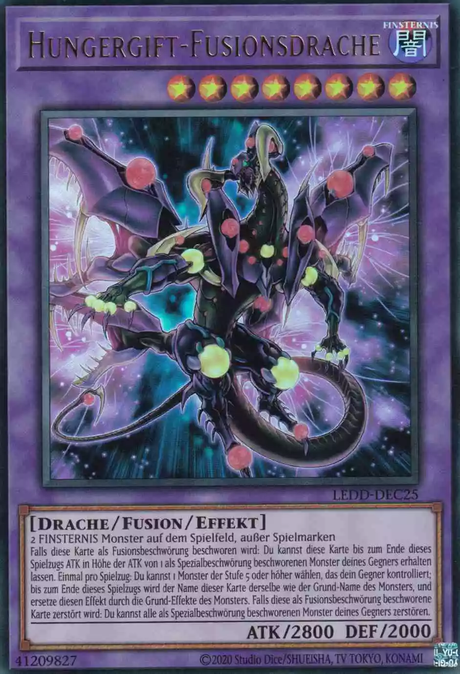 Hungergift-Fusionsdrache LEDD-DEC25 ist in Ultra Rare Yu-Gi-Oh Karte aus Legendary Dragon Decks unlimitiert