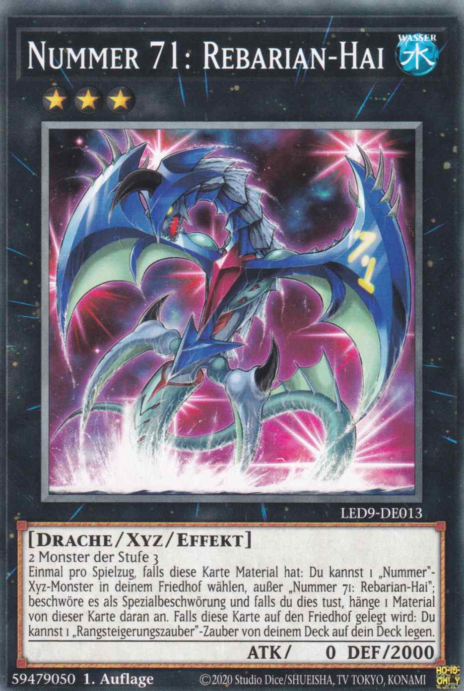 Nummer 71: Rebarian-Hai LED9-DE013 ist in Common Yu-Gi-Oh Karte aus Legendary Duelists Duels from the Deep 1.Auflage
