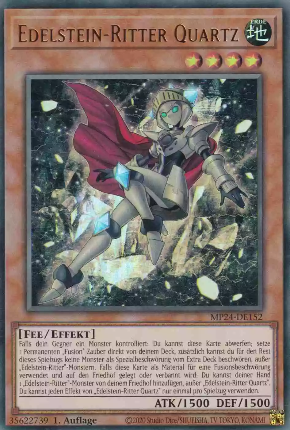 Edelstein-Ritter Quartz Ultra Rare MP24-DE152 Yugioh Karte Edelstein-Ritter Quartz MP24-DE152 ist in Ultra Rare Yu-Gi-Oh Karte aus 25th Anniversary Tin Dueling Mirrors 1.Auflage
