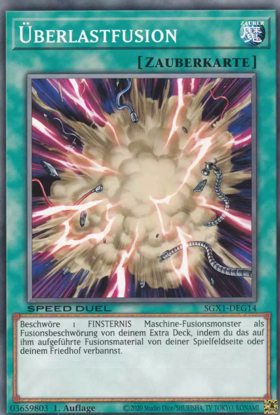 Überlastfusion SGX1-DEG14 ist in Common Yu-Gi-Oh Karte aus Speed Duel GX Duel Academy Box 1.Auflage