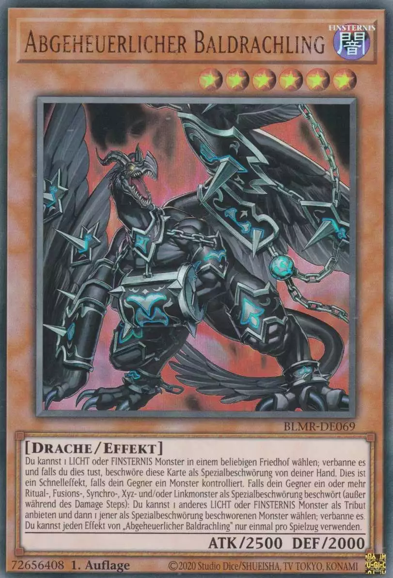 Abgeheuerlicher Baldrachling BLMR-DE069 ist in Ultra Rare Yu-Gi-Oh Karte aus Battles of Legend Monstrous Revenge 1.Auflage