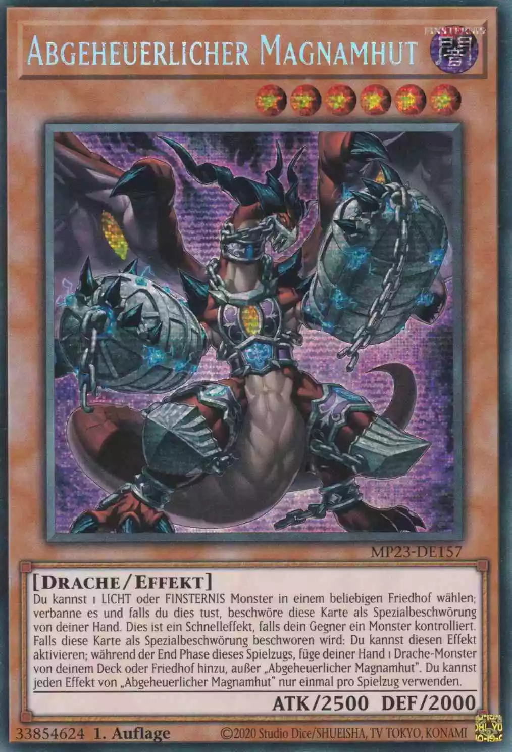 Abgeheuerlicher Magnamhut MP23-DE157 ist in Prismatic Secret Rare Yu-Gi-Oh Karte aus 25th Anniversary Tin Dueling Heroes 1.Auflage