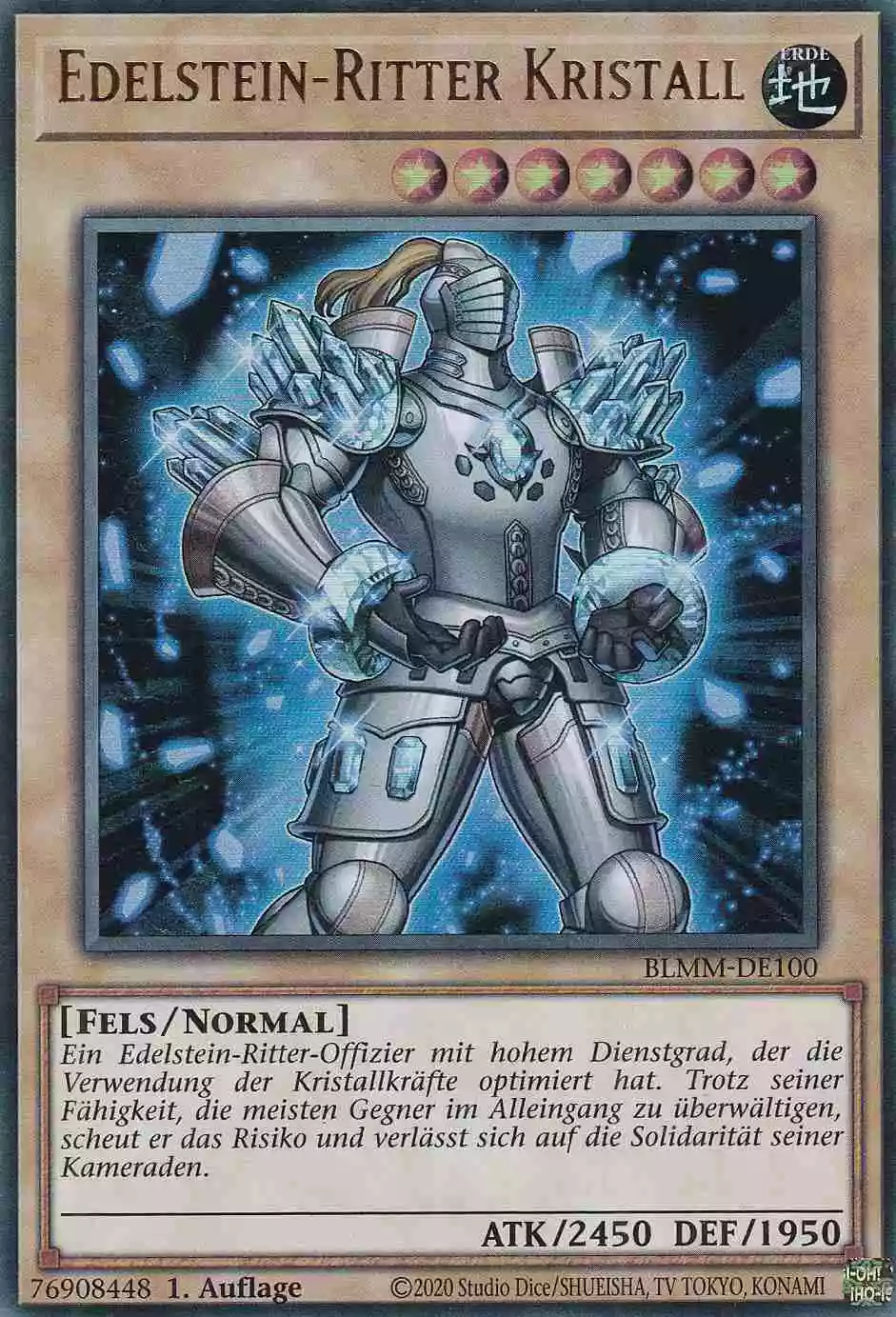 Edelstein-Ritter Kristall Ultra Rare BLMM-DE100 Yugioh Karte Edelstein-Ritter Kristall BLMM-DE100 ist in Ultra Rare Yu-Gi-Oh Karte aus Battles of Legend Monster Mayhem 1.Auflage