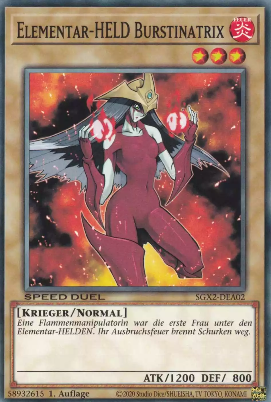 Elementar-HELD Burstinatrix SGX2-DEA02 ist in Common Yu-Gi-Oh Karte aus Speed Duel GX: Midterm Paradox 1.Auflage