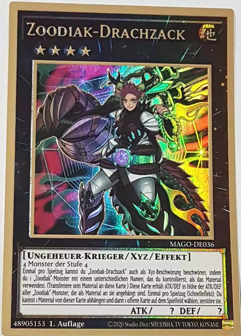 mago-de036-zoodiak-drachzack-premium-gold-rare Zoodiak-Drachzack MAGO-DE036 ist in Premium Gold Rare Yu-Gi-Oh Karte aus Maximum Gold 1. Auflage