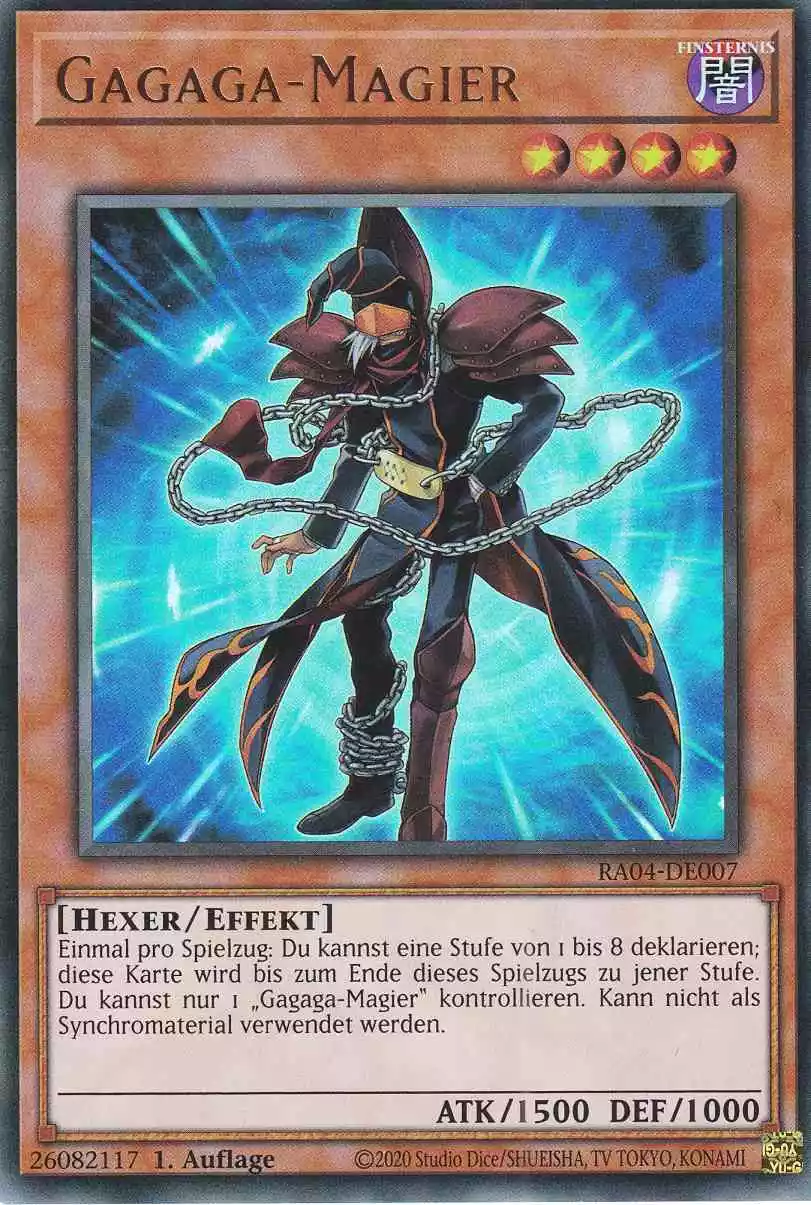 Gagaga-Magier Ultra Rare RA04-DE007 Yugioh Karte Gagaga-Magier RA04-DE007 ist in Ultra Rare Yu-Gi-Oh Karte aus Quarter Century Stampede 1.Auflage