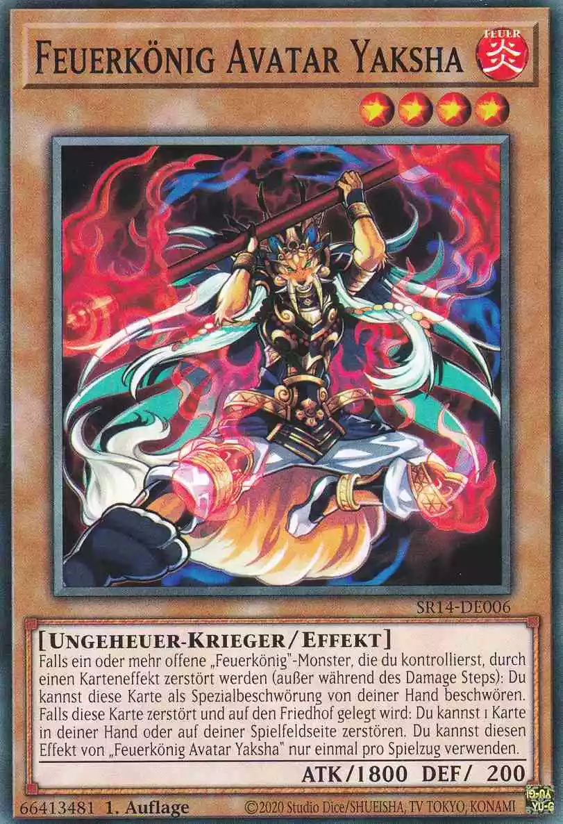 Feuerkönig Avatar Yaksha SR14-DE006 ist in Common Yu-Gi-Oh Karte aus Fire Kings 1.Auflage