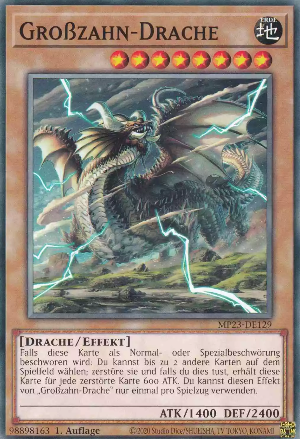 Großzahn-Drache MP23-DE129 ist in Common Yu-Gi-Oh Karte aus 25th Anniversary Tin Dueling Heroes 1.Auflage
