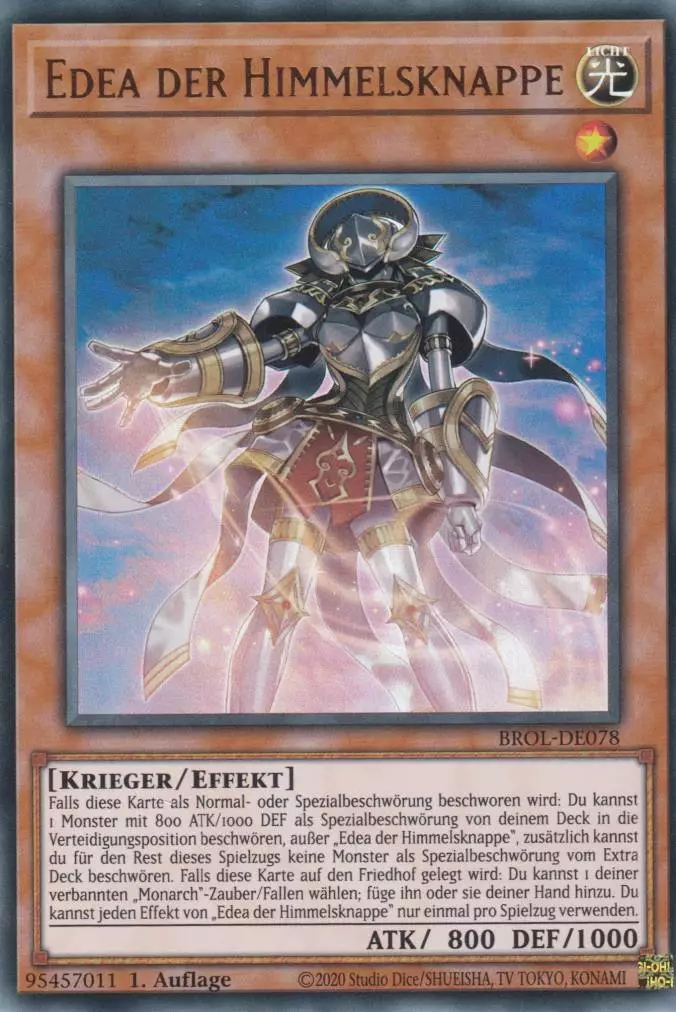 Edea der Himmelsknappe BROL-DE078 ist in Ultra Rare Yu-Gi-Oh Karte aus Brothers of Legend 1.Auflage