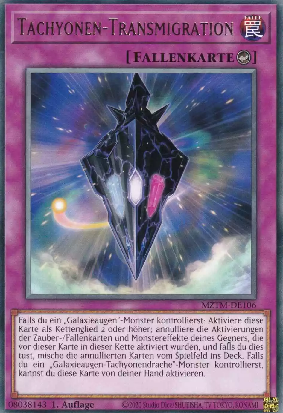 Tachyonen-Transmigration MZTM-DE106 ist in Rare Yu-Gi-Oh Karte aus Maze of the Master 1.Auflage