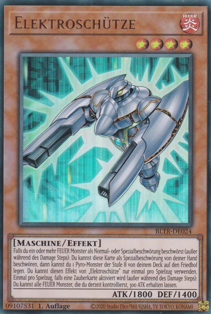 Elektroschütze BLTR-DE024 ist in Ultra Rare Yu-Gi-Oh Karte aus Battles of Legend Terminal Revenge 1.Auflage