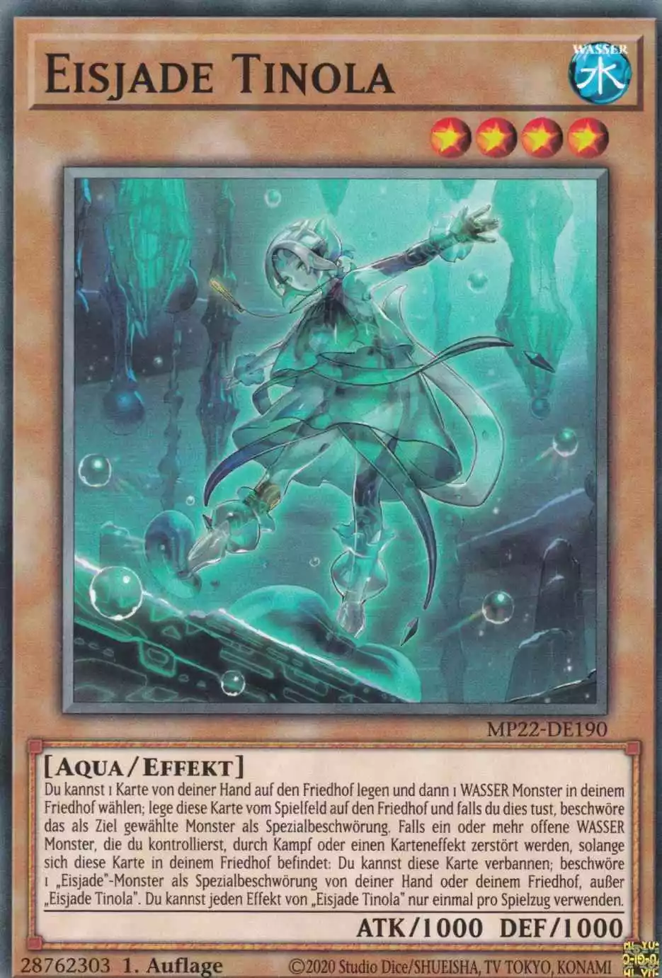 Eisjade Tinola MP22-DE190 ist in Common Yu-Gi-Oh Karte aus Tin of the Pharaoh’s Gods 1.Auflage