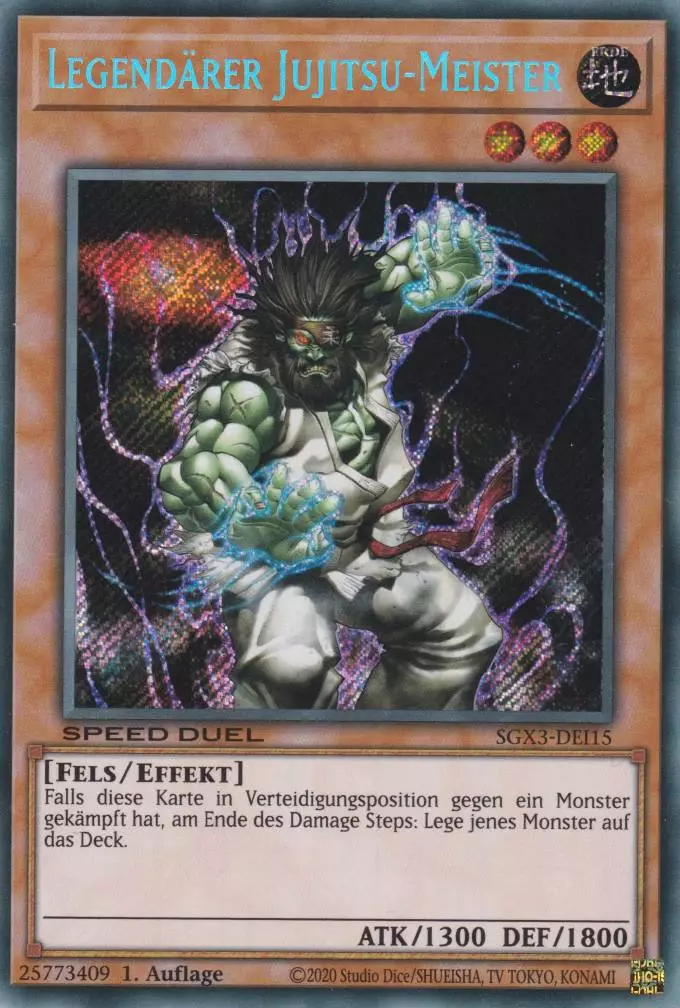 Legendärer Jujitsu-Meister SGX3-DEI15 ist in Secret Rare Yu-Gi-Oh Karte aus Speed Duel GX: Duelists of Shadows 1.Auflage