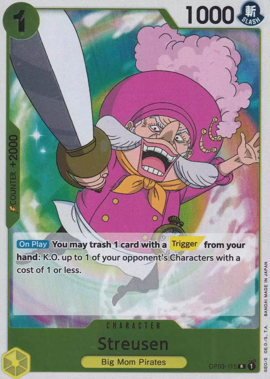 Streusen OP03-115 ist in Rare. Die One Piece Karte ist aus Pillars of Strength OP-03 in Normal Art.