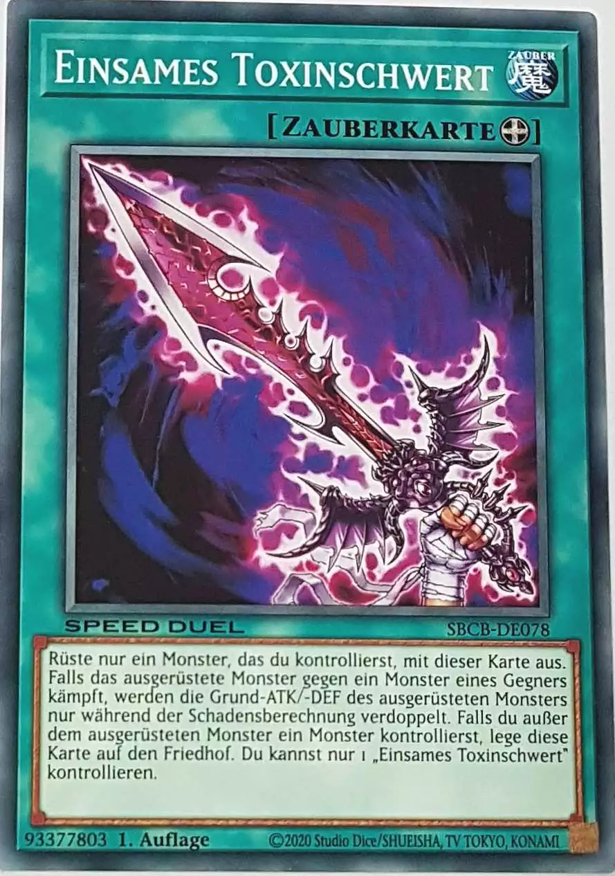 Einsames Toxinschwert SBCB-DE078 ist in Common Yu-Gi-Oh Karte aus Speed Duel Battle City Box 1. Auflage