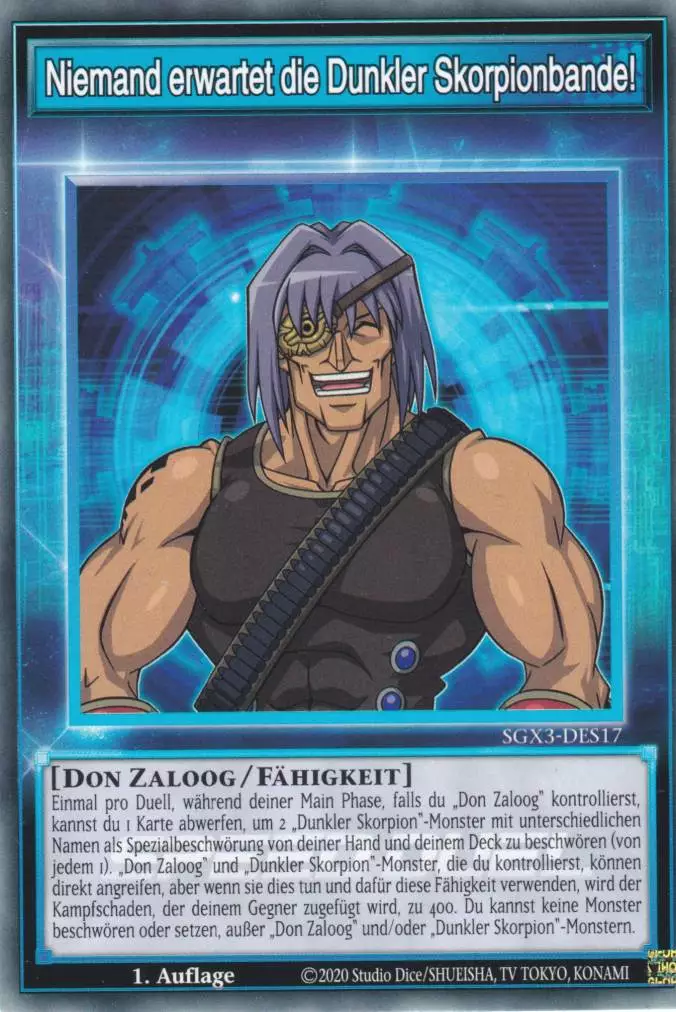 Niemand erwartet die Dunkler Skorpionbande! SGX3-DES17 ist in Common Yu-Gi-Oh Karte aus Speed Duel GX: Duelists of Shadows 1.Auflage