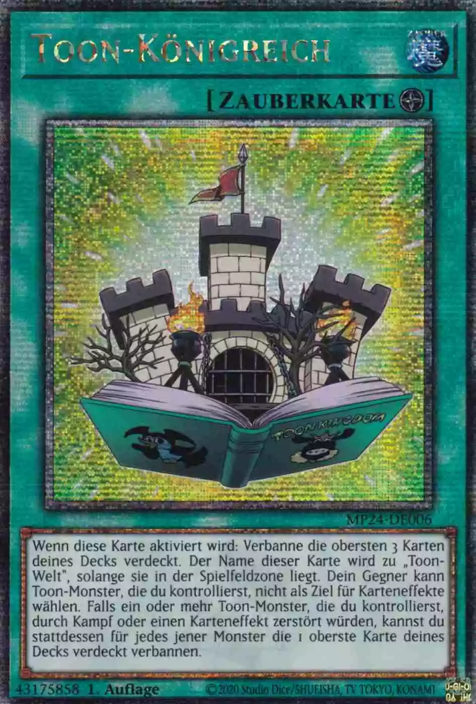 Toon-Königreich MP24-DE006 ist in Quarter Century Secret Rare Yu-Gi-Oh Karte aus 25th Anniversary Tin Dueling Mirrors 1.Auflage