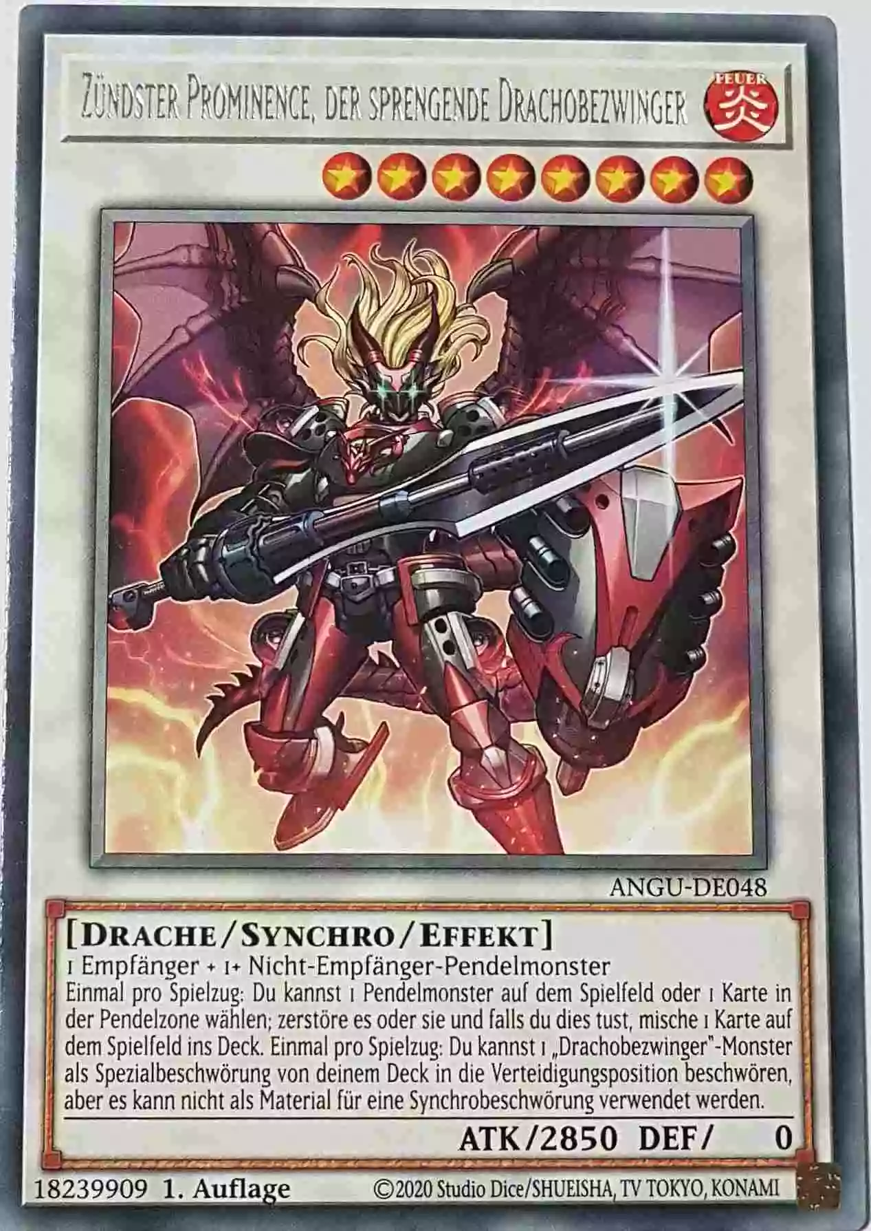 Zündster Prominence, der sprengende Drachobezwinger ANGU-DE048 ist in Rare Yu-Gi-Oh Karte aus Ancient Guardians 1.Auflage