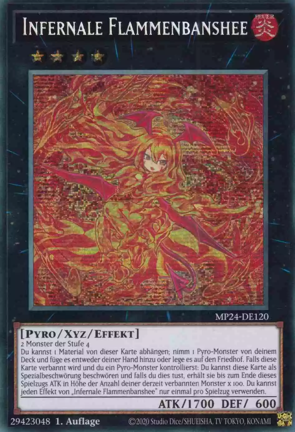 Infernale Flammenbanshee MP24-DE120 ist in Prismatic Secret Rare Yu-Gi-Oh Karte aus 25th Anniversary Tin Dueling Mirrors 1.Auflage