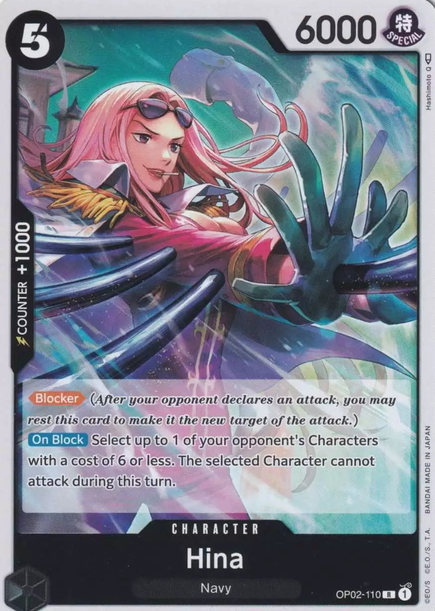 op02-110-hina-rare-paramount-war-op-02 Hina OP02-110 ist in Rare. Die One Piece Karte ist aus Paramount War OP-02 in Normal Art.