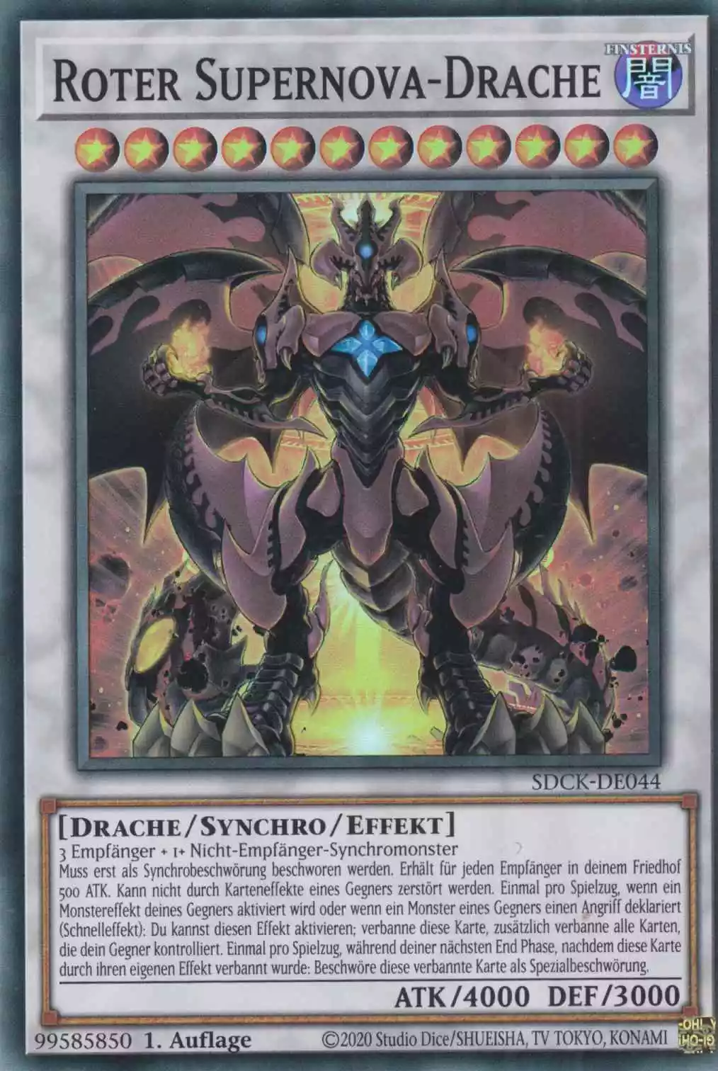 Roter Supernova-Drache SDCK-DE044 ist in Super Rare Yu-Gi-Oh Karte aus The Crimson King 1.Auflage