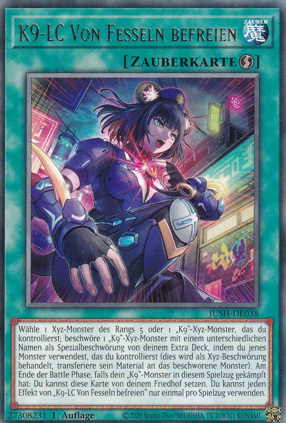 K9-LC Von Fesseln befreien JUSH-DE038 ist in Rare Yu-Gi-Oh Karte aus Justice Hunters 1.Auflage