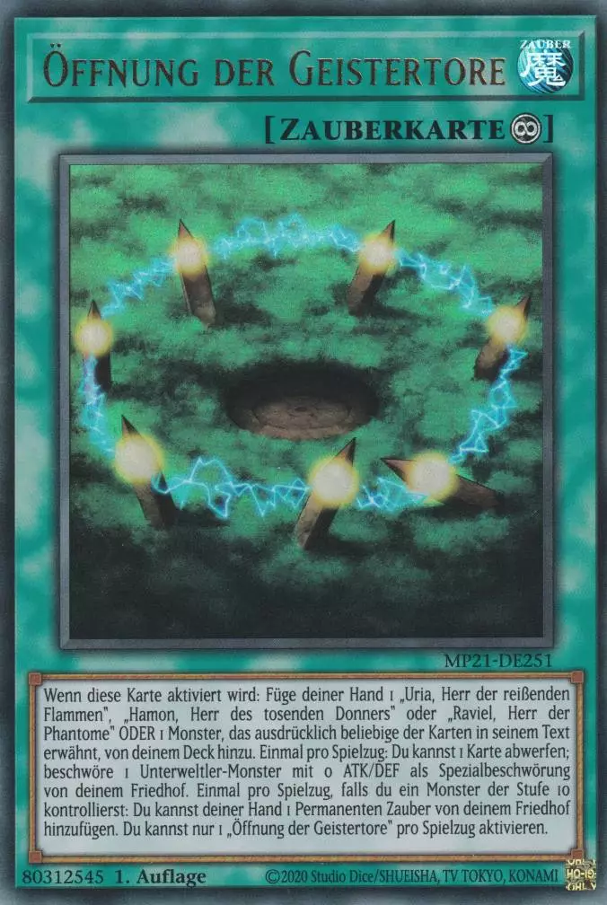 Öffnung der Geistertore MP21-DE251 ist in Ultra Rare Yu-Gi-Oh Karte aus Tin of Ancient Battles 1.Auflage