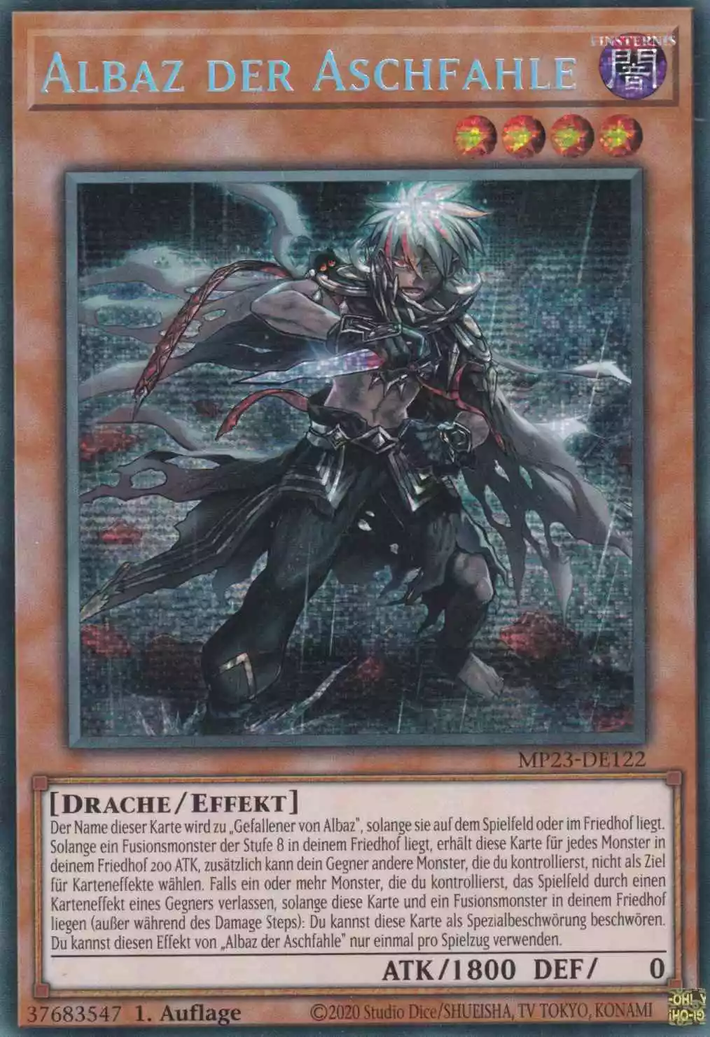 Albaz der Aschfahle MP23-DE122 ist in Prismatic Secret Rare Yu-Gi-Oh Karte aus 25th Anniversary Tin Dueling Heroes 1.Auflage