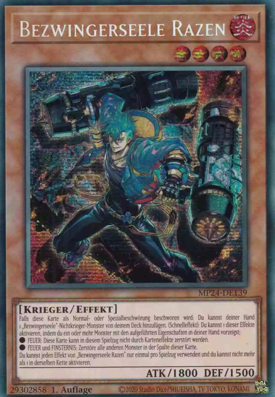 Bezwingerseele Razen MP24-DE139 ist in Prismatic Secret Rare Yu-Gi-Oh Karte aus 25th Anniversary Tin Dueling Mirrors 1.Auflage