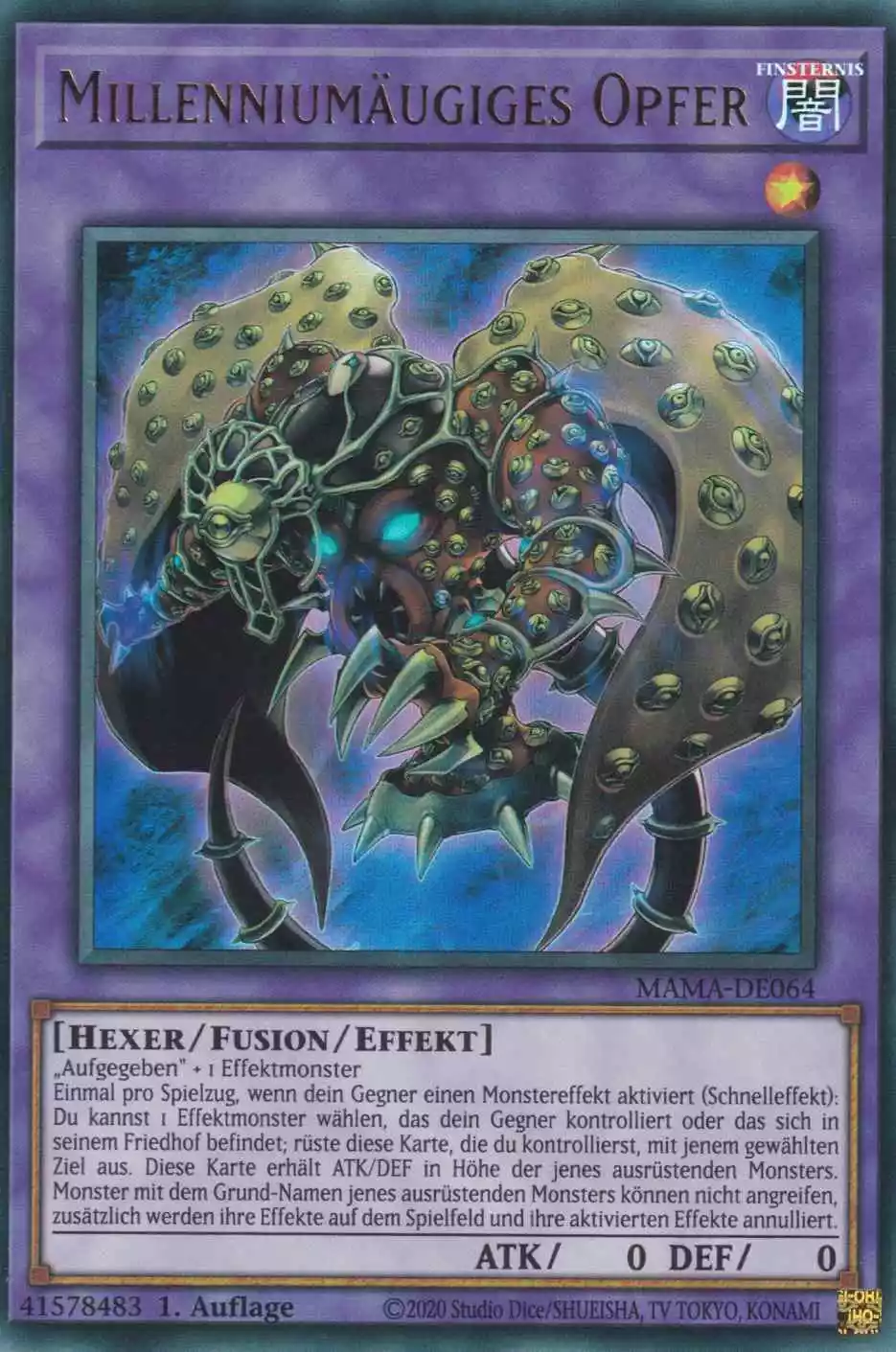 Millenniumäugiges Opfer MAMA-DE064 ist in Ultra Rare Yu-Gi-Oh Karte aus Magnificent Mavens 1.Auflage