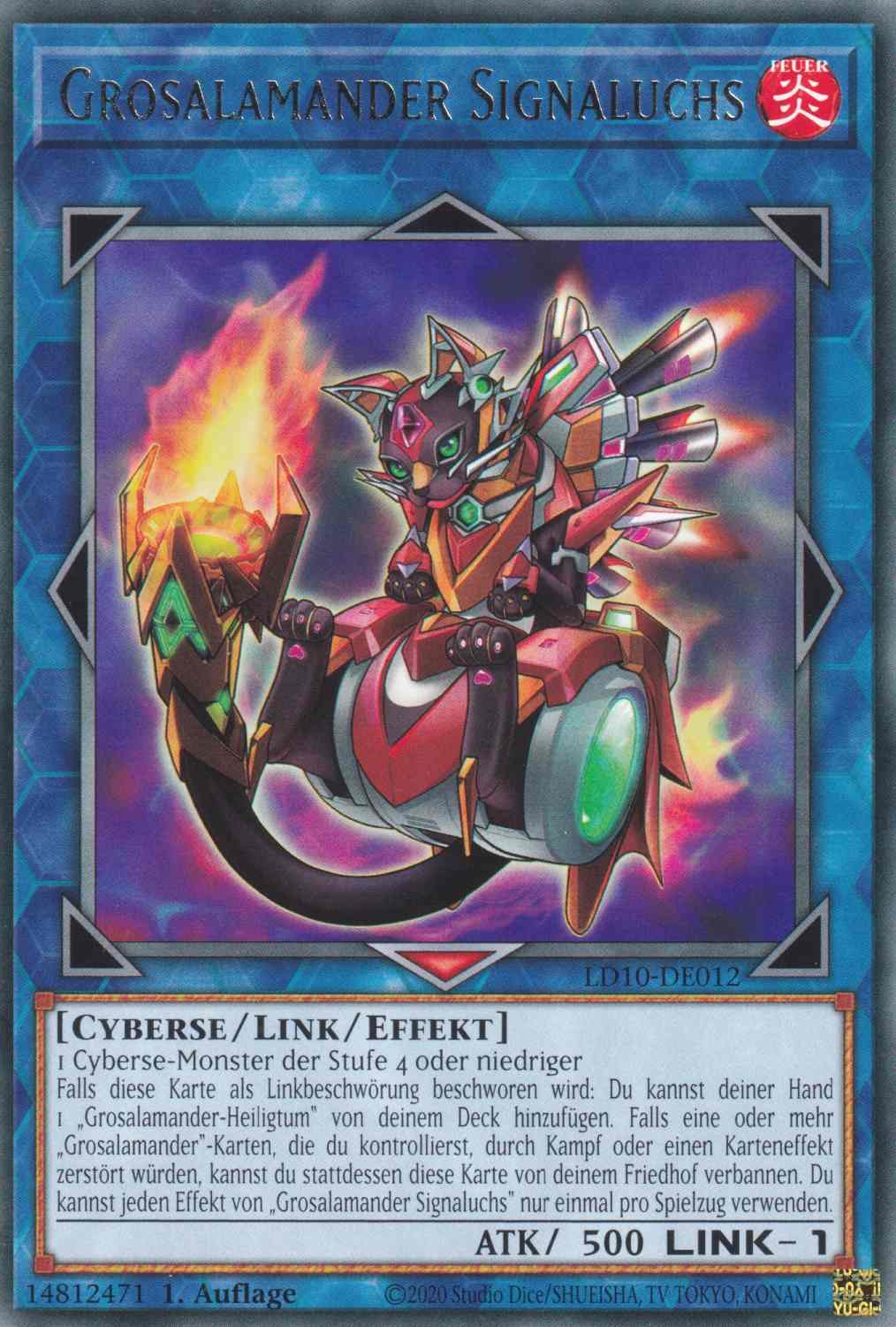 Grosalamander Signaluchs LD10-DE012 ist in Rare Yu-Gi-Oh Karte aus Legendary Duelists Soulburning Volcano 1.Auflage