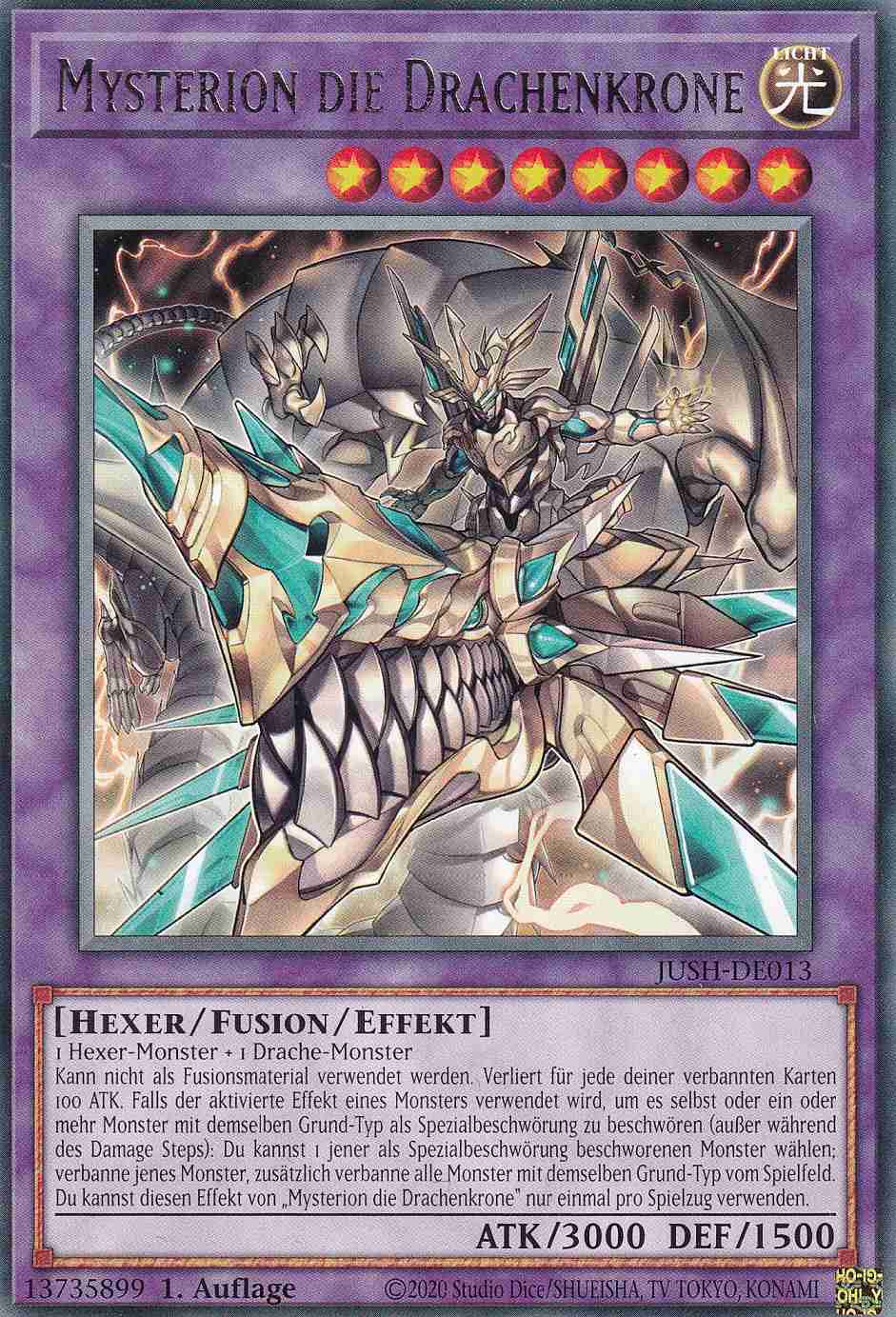 Mysterion die Drachenkrone JUSH-DE013 ist in Rare Yu-Gi-Oh Karte aus Justice Hunters 1.Auflage
