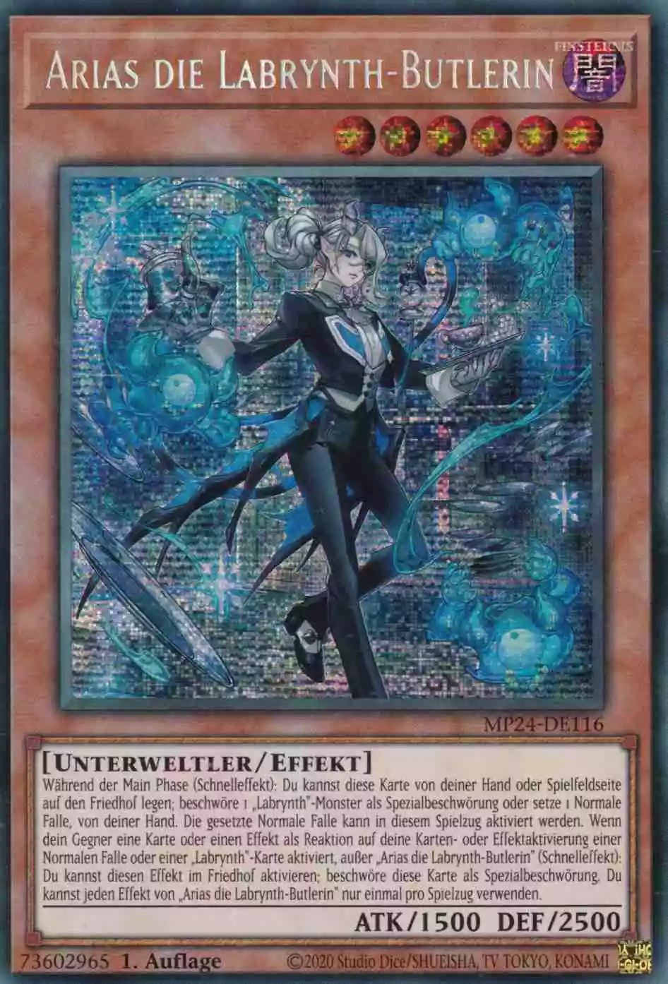 Arias die Labrynth-Butlerin MP24-DE116 ist in Prismatic Secret Rare Yu-Gi-Oh Karte aus 25th Anniversary Tin Dueling Mirrors 1.Auflage