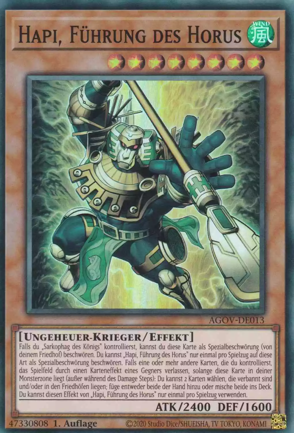 Hapi, Führung des Horus AGOV-DE013 ist in Super Rare Yu-Gi-Oh Karte aus Age of Overlord 1.Auflage