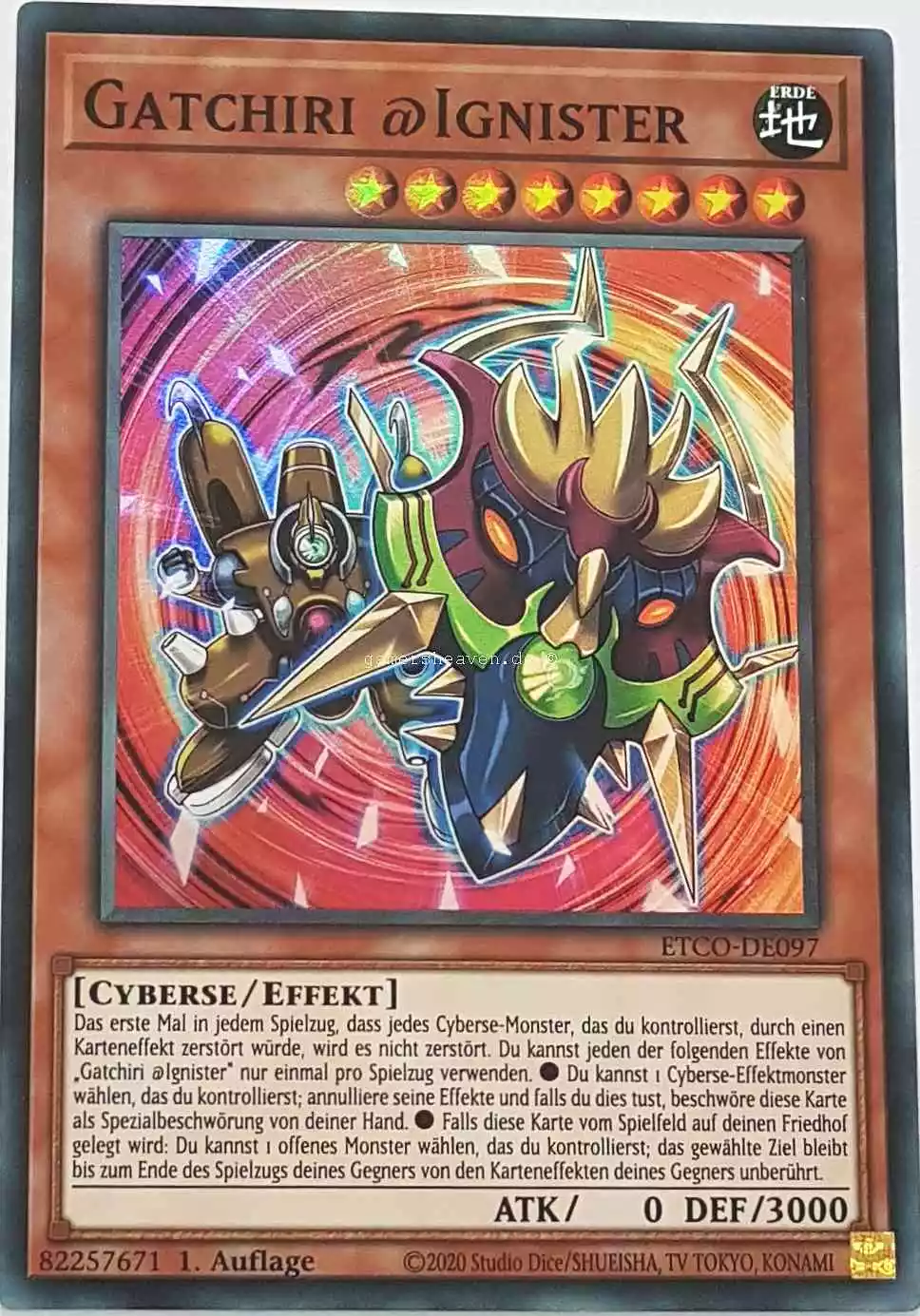 Gatchiri @Ignister ETCO-DE097 ist in Super Rare Yu-Gi-Oh Karte aus Eternity Code 1.Auflage