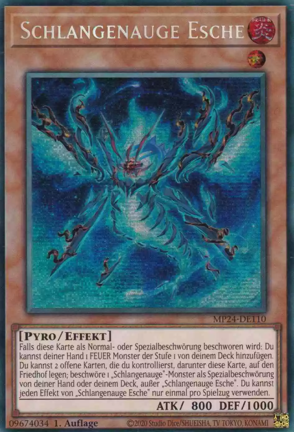Schlangenauge Esche MP24-DE110 ist in Prismatic Secret Rare Yu-Gi-Oh Karte aus 25th Anniversary Tin Dueling Mirrors 1.Auflage