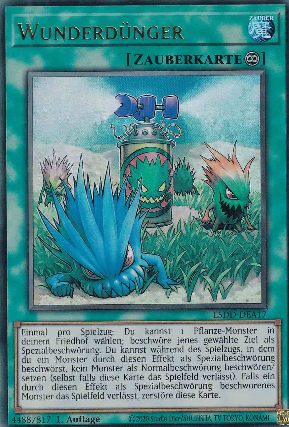 Wunderdünger Ultra Rare L5DD-DEA17-UR Yugioh Karte Wunderdünger L5DD-DEA17-UR ist in Ultra Rare Yu-Gi-Oh Karte aus Legendary 5D’s Decks 1.Auflage