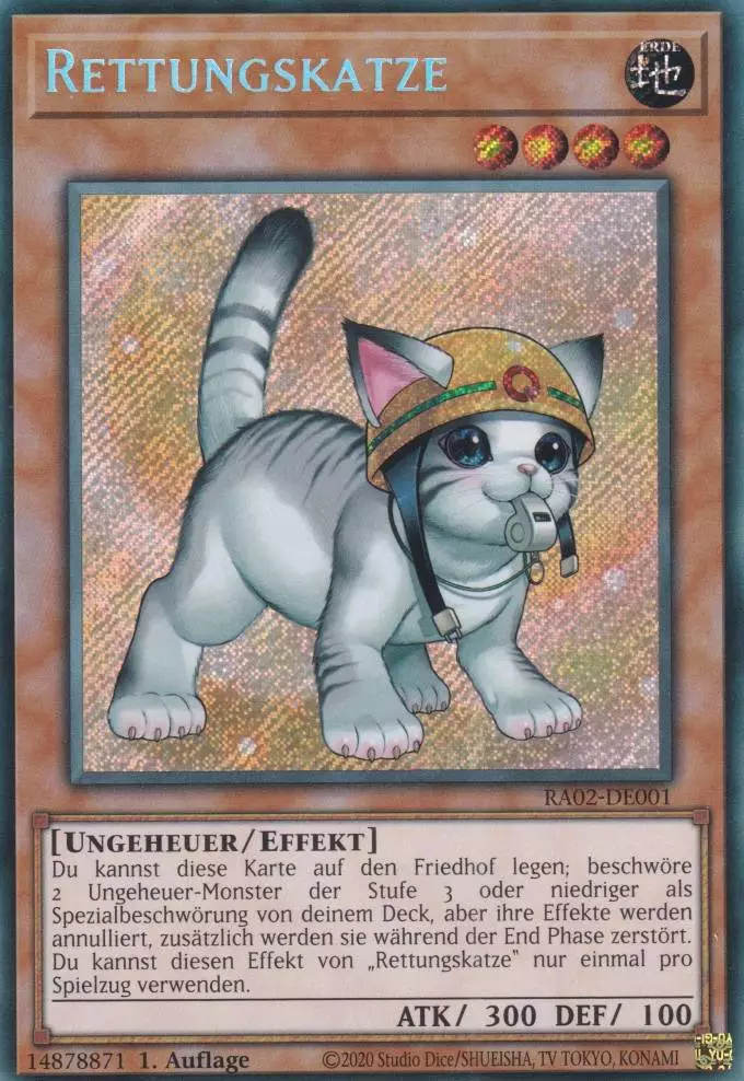 Rettungskatze (alternativ art) RA02-DE001 ist in Secret Rare Yu-Gi-Oh Karte aus 25th Anniversary Rarity Collection 2 1.Auflage