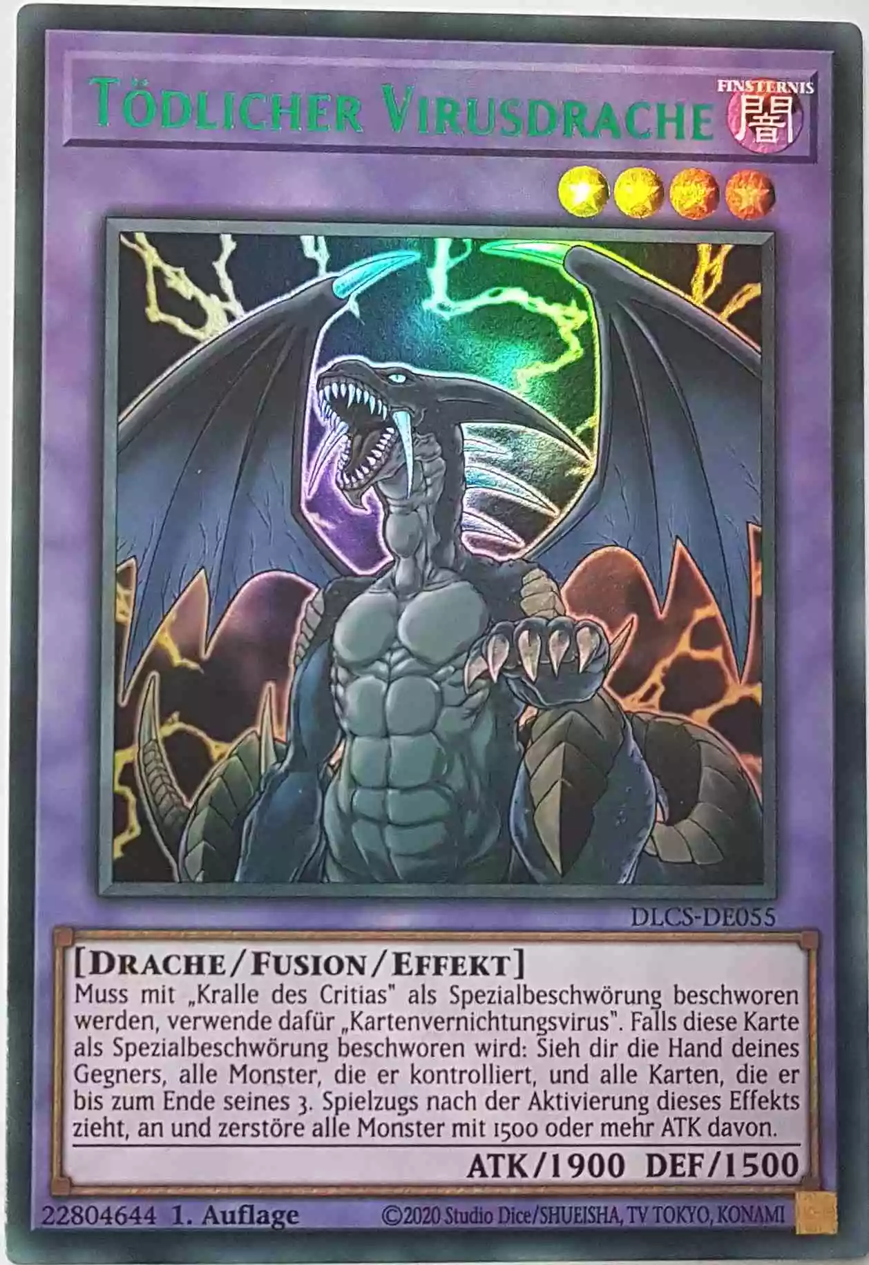 Tödlicher Virusdrache (grün) DLCS-DE055-G ist in Colorful Ultra Rare Yu-Gi-Oh Karte aus Dragons of Legend The Complete Series 1.Auflage